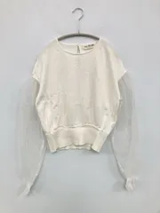 Ray BEAMS レイビームス ニット/セーター ホワイト コットン ナイロン チュール ニット 無地 ショート丈 クルーネック(丸首) 長袖 レディースのサムネイル
