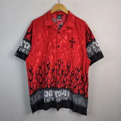 DOG TOWN BLACK DRAGON ドッグタウン ブラックドラゴン 半袖シャツ 和柄プリント レッド XL メンズ 古着 ストリート Y2Kのサムネイル