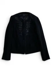 美品　Leilian　レリアン　ノーカラー　ツイード　ジャケット　サイズ9　コットン　レーヨン　スパンコールのサムネイル