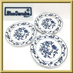 【美品】【良品】廃盤品 BlueDanube ブルーダニューブ ブルーオニオン プレート 3点おまとめ 皿 お皿 大皿 盛皿 洋食器 食器 陶磁器 ボタニカル柄 直径22㎝のサムネイル
