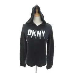 ダナキャランニューヨーク DKNY JEANS ニットパーカー プルオーバー L 黒 ロゴプリント /SY23 ■ECA006のサムネイル