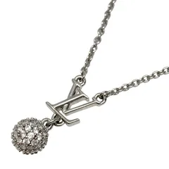 美品 LOUIS VUITTON ルイヴィトン ネックレス LV アイコニック ルイザ ストラス シルバー メタル ラインストーン ロゴ LV アクセサリー ペンダント レディース 女性 ユニセックス ブランド プレゼント M03266のサムネイル