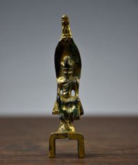 中国古美術・旧蔵收牌九セット・純銅製高浮彫鎏金錾彫刻花・案頭・置物