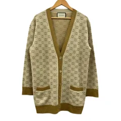 GUCCI(グッチ) カーディガン サイズM レディース美品  605910 XKAHT アイボリー×ゴールド 長袖/Vネック/ラメ/インターロッキングG/GGロゴのサムネイル