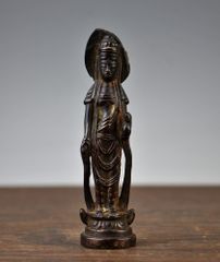 中国古美術・旧蔵收牌九セット・純銅製高浮彫鎏金錾彫刻花・案頭・置物