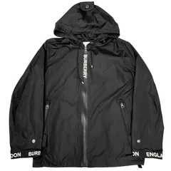 美品 BURBERRY バーバリー ロゴテープ ジップ パーカー ブラック ナイロン アウター ジャケット フーディー ファスナー 上着 長袖 レディース 女性 ユニセックス プレゼント 8027503 #36のサムネイル