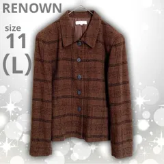 美品　RENOWN　B•B•N•Y　レナウン　ウール　ジャケット　ブラウン　チェック柄　１１　Ｌ　日本製のサムネイル