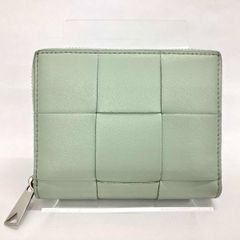 BOTTEGA VENETA 카세트 접이식 지갑 라운드 패스너 가죽 민트 그린 보테가 베네타 여성 지갑