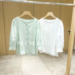 Ripo trenta anniレディースクロップドスキッパーシャツ 半袖デニム 