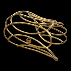 美品 Christian Dior クリスチャンディオール カフバングル スカルプチュラル ワイヤーワーク CDロゴ ゴールド アクセサリー ヴィンテージ 保存袋付きのサムネイル