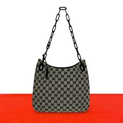 極 美品 GUCCI グッチ GG ロゴ 柄 キャンバス レザー プラスチック
