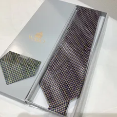 RR266247636　ステファノリッチ　未使用プリーツネクタイ　イエロー系　剣幅10㎝のサムネイル