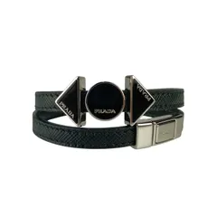 PRADA プラダ ブレスレット SAFFIANO 2IB363 NERO系 レザー ユニセックス シルバー金具 美品のサムネイル