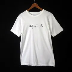 アニエスベーオム Agnes b. homme 近年モデル EA65S137 Ｔシャツ ロゴ プリント コットン クルーネック 半袖 S 白 ホワイト 国内正規品のサムネイル