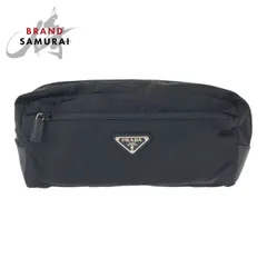 PRADA プラダ テスート サフィアーノ 三角ロゴプレート ブラック 黒 シルバー金具 ナイロン/レザー クラッチバッグ セカンドバッグ 601516【中古】のサムネイル