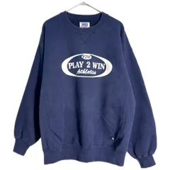 90年代 USA製 RUSSELL ATHLETIC ラッセル PLAY 2 WIN スウェット ネイビー(メンズ L)中古 古着 Y5230のサムネイル