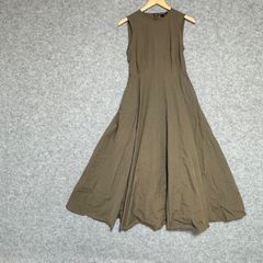 美品 CABaN キュプラポリエステルスムース Vネックワンピース オリーブ
