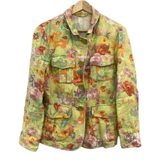 ETRO(エトロ) ジャケット サイズ42 M レディース美品  - イエロー×ピンク×マルチ 長袖/花柄/秋/春のサムネイル
