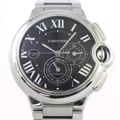 カルティエ Cartier 腕時計 バロンブルー XL W6920025 ローマンインデックス デイト クロノグラフ スモールセコンド 裏スケ ギョーシェ ブラック文字盤 SS 自動巻き 【中古】のサムネイル