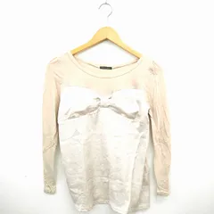 ザンパ ZAMPA Tシャツ カットソー リボン 丸首 長袖 コットン 綿 M べージュ /MT9のサムネイル