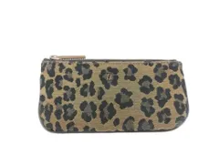 FENDI フェンディ コインケース ズッカ レオパード ベージュ系 ブラック キャンバス レディース 美品のサムネイル