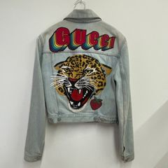 GUCCI レオパード刺繍 デニムジャケット - メルカリ