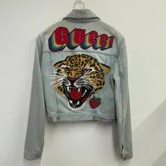 ■GUCCI グッチ デニム Gジャン レオパード ストロベリー 刺繍 Sサイズ レディース A26-2298のサムネイル