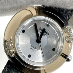 動作未確認　ボンボンウォッチ Bonbon Watch　クォーツ腕時計　ラインストーン　シルバー文字盤　裏スケ　ラウンドフェイスのサムネイル