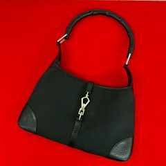 極 美品 GUCCI グッチ バンブー ジャッキー 金具 キャンバス レザー 本