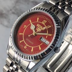 セイコー5☆オーバーホール済☆デイデイト☆ヴィンテージ70S☆レッド赤