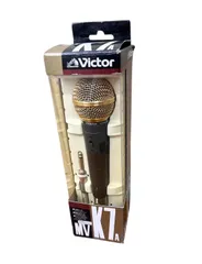 【未使用・動作未確認・ジャンク】Victor ビクター ダイナミックマイク MV-K7A  箱・説明書付 当時物 ヴィンテージ 24金メッキウインドスクリーン 昭和 レトロのサムネイル