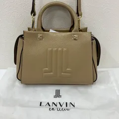 Y5858　LANVIN en Bleu　ランバンオンブルー　2way　ショルダーバッグ　ハンドバッグ　ベージュ　ロゴ　レディースのサムネイル