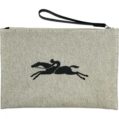 ロンシャン LONGCHAMP エッセンシャルポーチ 34136 アイボリー系/シルバー金具 キャンバス レディース ポーチのサムネイル
