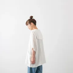 【新品】Brocante ブロカント リネンキャンバス マランプルオーバー 36-299L オフホワイト ブラック 白 黒 半袖 春夏 リネン 麻 レディースのサムネイル