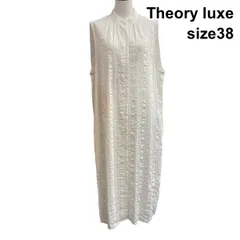 □ セオリーリュクス Theory サックワンピース バンドカラー ノースリーブ シワ加工 フロントボタン 白 綿混 38 M 9号 レディース Z6D248のサムネイル