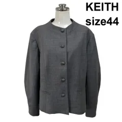 ◇ キース KEITH ジャケット 長袖 ノーカラー ラウンドネック くるみボタン 玉縁ポケット グレー 毛 44 M 9号 レディース S6H290のサムネイル