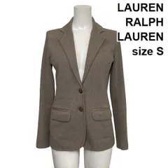 ◆ ローレンラルフローレン LAUREN テーラードジャケット ニットブレザー 長袖 シングルブレスト ベージュ 綿混 S 7号 レディース S6H307のサムネイル