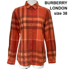 ◆ バーバリーロンドン BURBERRY LONDON 長袖シャツ メガチェック柄 ロゴボタン トップス オレンジ 綿 38 M 9号 レディース S6H329のサムネイル