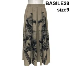 ◆ バジーレベントット BASILE28 ロングスカート フレアスカート アイリスプリント リネン風 ベージュ 9 M～L 9～11号 レディース S6G083のサムネイル
