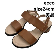 美品 エコー ecco ブロックヒール サンダル 靴 シューズ キャメル フルグレインレザー 24cm レディース 6V761のサムネイル