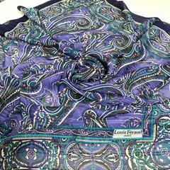 ☆美品 Louis Feraud ペイズリーモチーフ ヴィンテージ 大判シルクスカーフのサムネイル