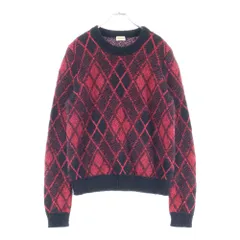 SAINT LAURENT PARIS (サンローランパリ) 19AW アーガイルチェック総柄 モヘヤ ラメ クルーネック 長袖 プルオーバー ニット セーター ブラック/レッド 586911のサムネイル