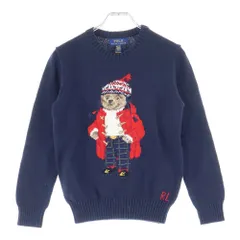 POLO RALPH LAUREN (ポロラルフローレン) ポロベア ジャガード クルーネック プルオーバー 長袖ニット セーター ネイビーのサムネイル