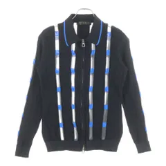 VERSACE (ヴェルサーチ) メデューサ シースルー切り替え ナイロンニット ジップアップ ジャケット ネイビー/ブルー A75714のサムネイル