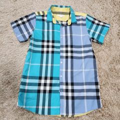 美品】バーバリー チルドレン グリーンチェック 半袖シャツ 14Y - メルカリ