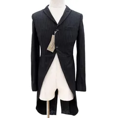美品▼COMME des GARCONS HOMME PLUS コムデギャルソンオムプリュス PH-J028 チャイナパネル ストライプ柄 アシンメトリージャケット XSのサムネイル