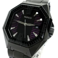 セイコー ワイアード トゥーフェイス メンズ デイト ローマ数字 黒 紫 7N42-0FA0 時計 SEIKO WIRED AGAT020 TWO FACE クォーツ 稼動品のサムネイル