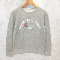 rehacer レアセル トレーナー ニット ロゴ クルーネック 裏毛スウェット 一輪花 刺しゅう グレー Mサイズ 〇◇☆のサムネイル