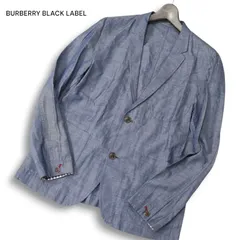 BURBERRY BLACK LABEL バーバリー ブラックレーベル 春夏 リネン シャンブレー アンコン テーラード ジャケット Sz.M メンズのサムネイル