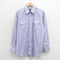 L/古着 ラングラー 長袖 ウエスタン シャツ メンズ 90年代 90s USA製 パープル ストライプ 26jun16のサムネイル